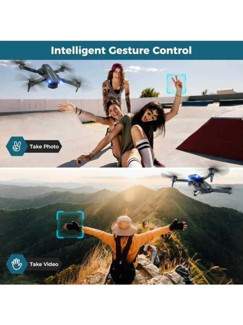 Drone Camera 1080P HD FPV Camera, ne Key Take Off/Land, Altitude Hold, 360 Flip